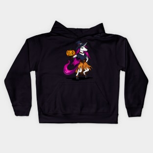 Magical Unicorn Witch Spooky Halloween Pumpkin Kids Hoodie